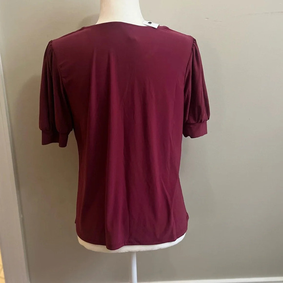 NY Collection Balloon Short Sleeve Top Stretchy Womens Petite Medium NWT - Picture 3 of 13